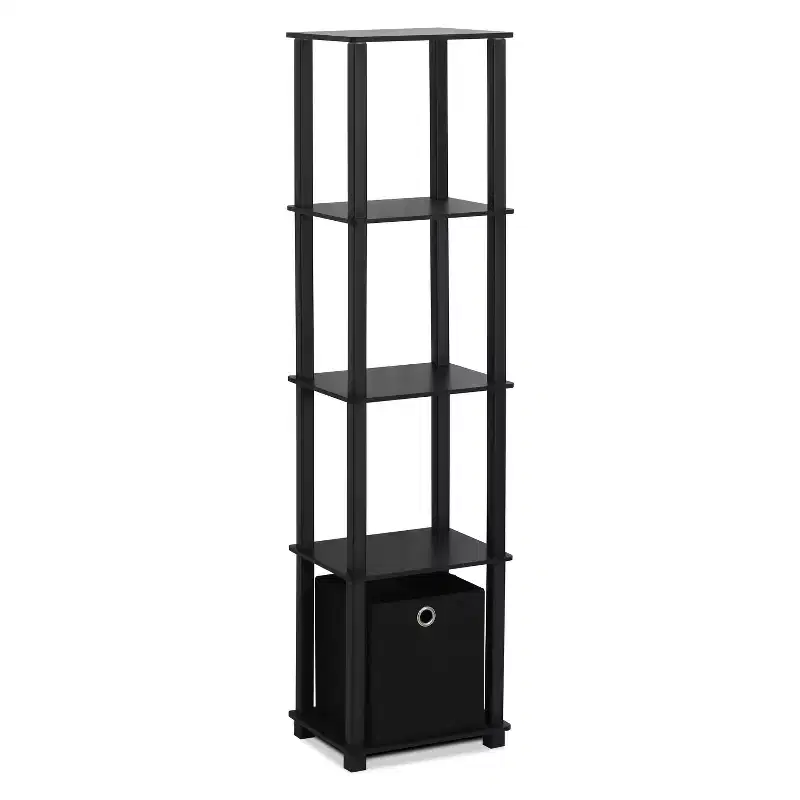 5-Shelf Bookcase with Drawer Black