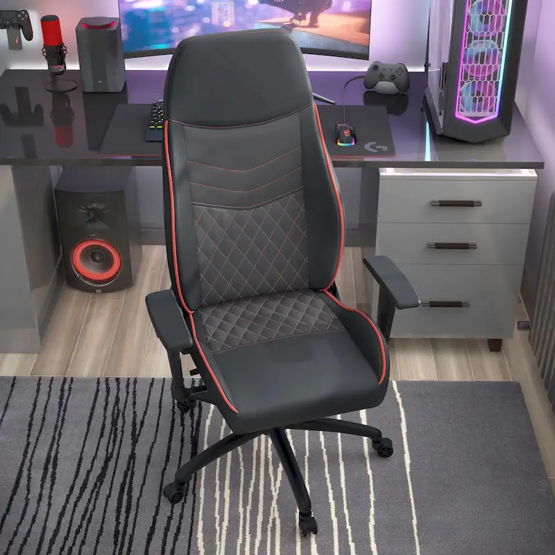 Faux Leather Reclining Gaming Chair – Race-Car Design, 5 Colors, 260 lb Cap