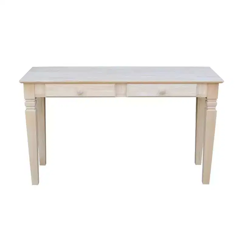 Console Table with 2 Drawers, Unfinished Solid Wood for Family Room, Living Room, Bedroom or Entryway