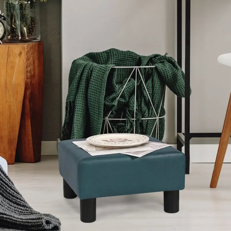 Small Square Footstool Ottoman Modern Fabric Footrest Stool