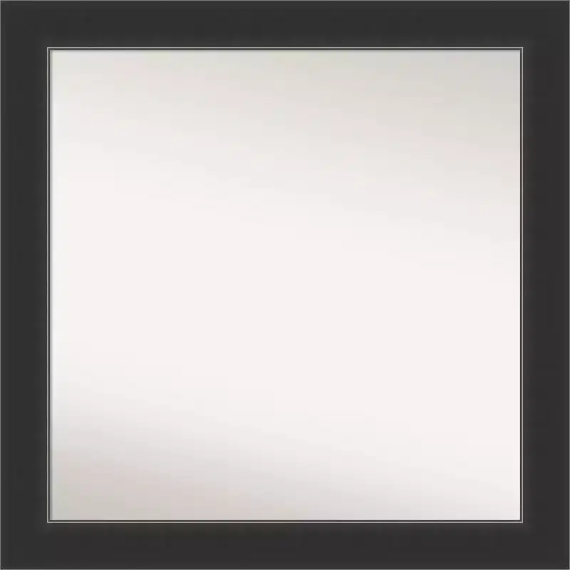 31" x 31" Non-Beveled Corvino Black Wood Wall Mirror - Amanti Art: Modern Square, Includes Mounting Hardware