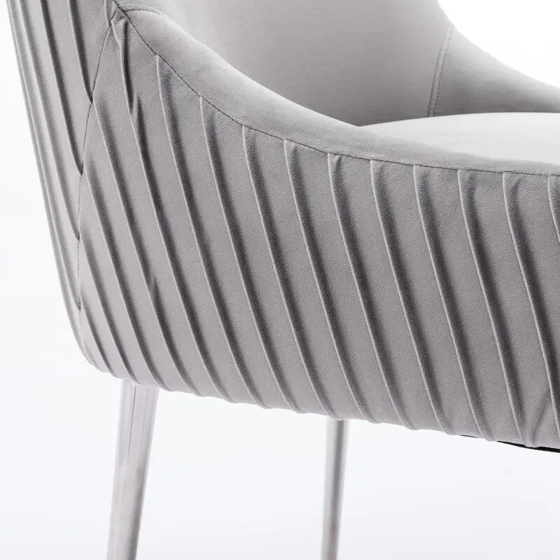 SEYNAR Modern Velvet Pleated Finish Back Dining Chair Set of 4 with Rear Handle