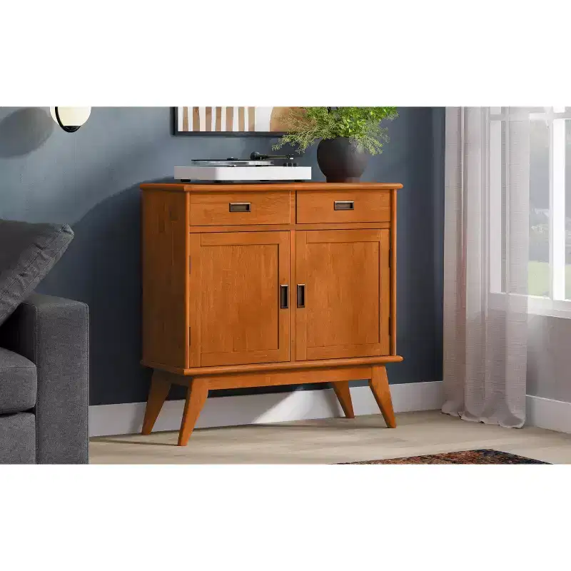 Tierney 36 inch Wide Solid Wood Mid Century Modern Entryway Storage Cabinet
