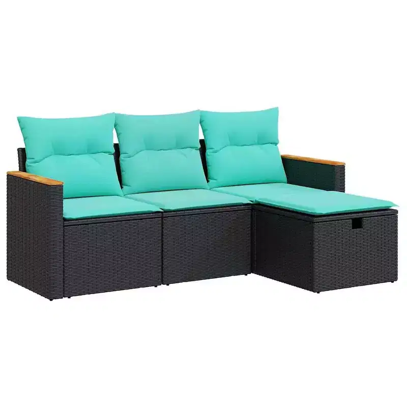 vidaXL 4 Piece Patio Sofa Set with Cushions Poly Rattan