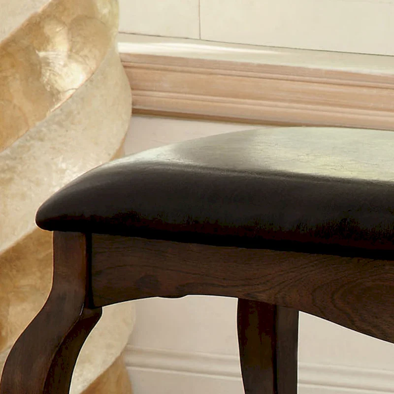 Tobacco Oak Faux Leather Accent Bench, Transitional Style, Seats 1