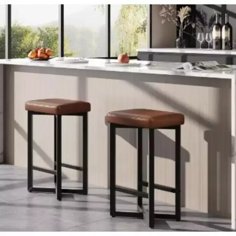 Minimalist Bar Stools with PU & Iron Frame