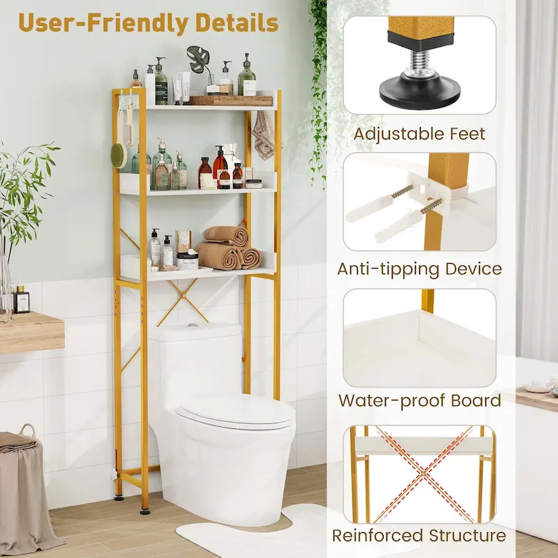 Costway 3-Tier Over-The-Toilet Bathroom Shelf Metal Frame Space Saver - See Details
