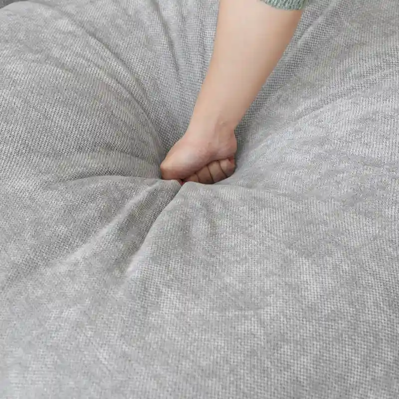 82.68 Down Filled Sectional Couch L-shape Linen Upholstered Loveseat with Ottoman