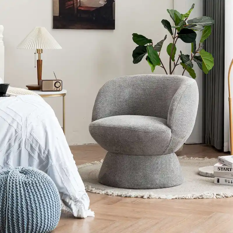 Set of1 Boucle Upholstered Modern Style Swivel Accent Chair