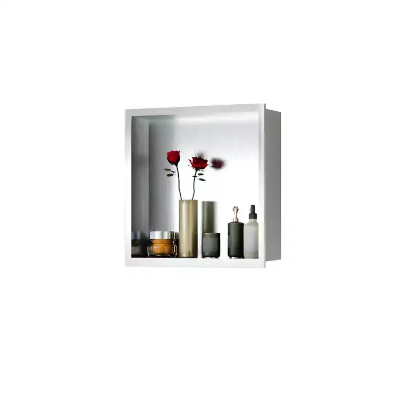 304 Stainless Steel No Tile Shower Niche, Waterproof Recessed Wall Shelf, Brushed Finish, for Bathroom Storage, Multiple Sizes & Compartments