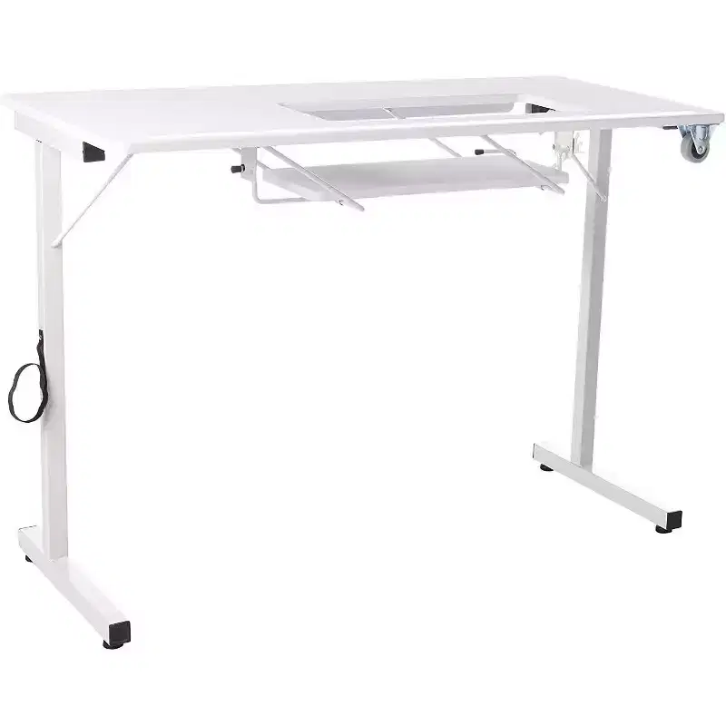 SewingRite SewStation 101 Portable Folding Sewing Table with Steel Legs, White - Perfect for Home, Office and Business