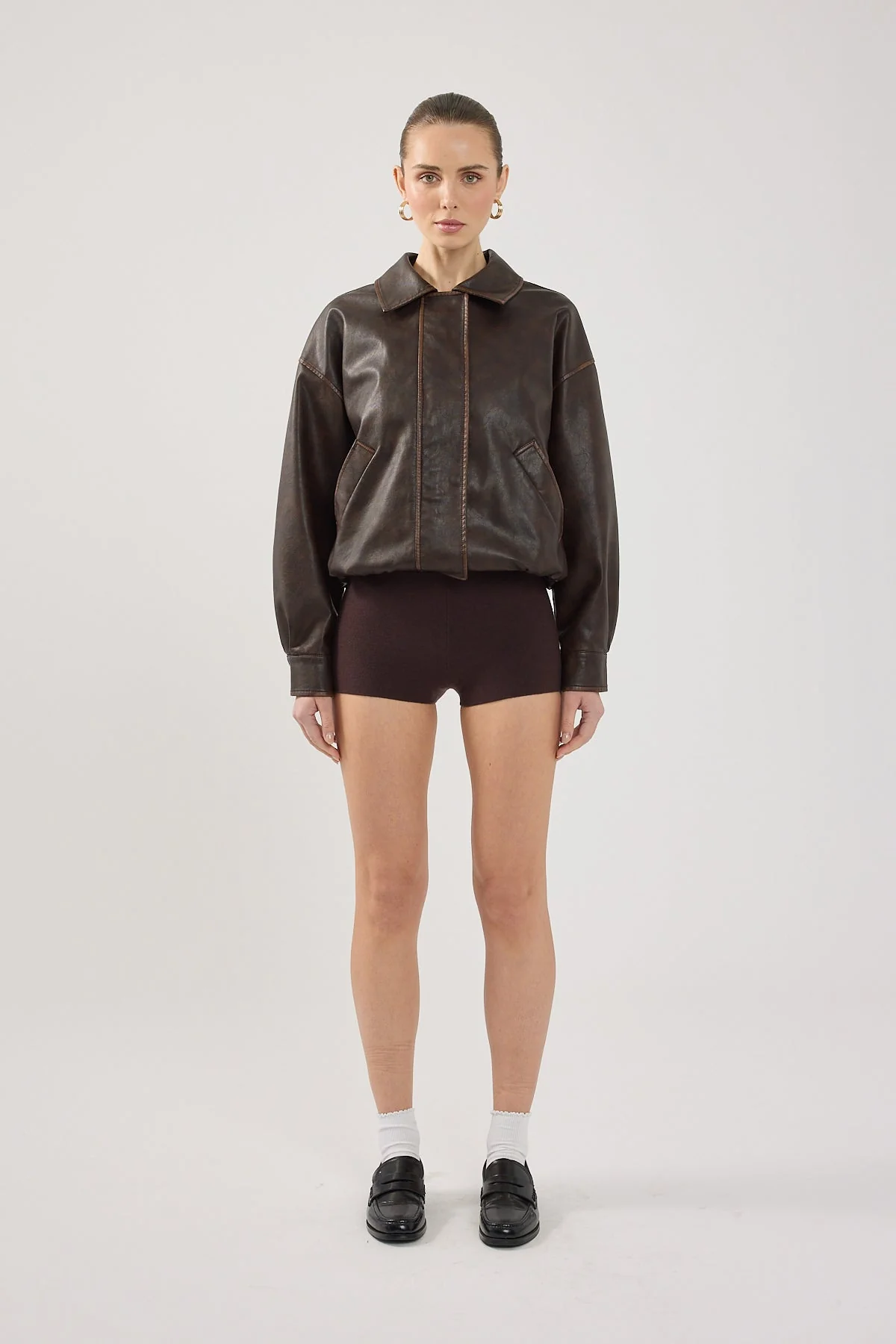 Mini Knit  Short Brown