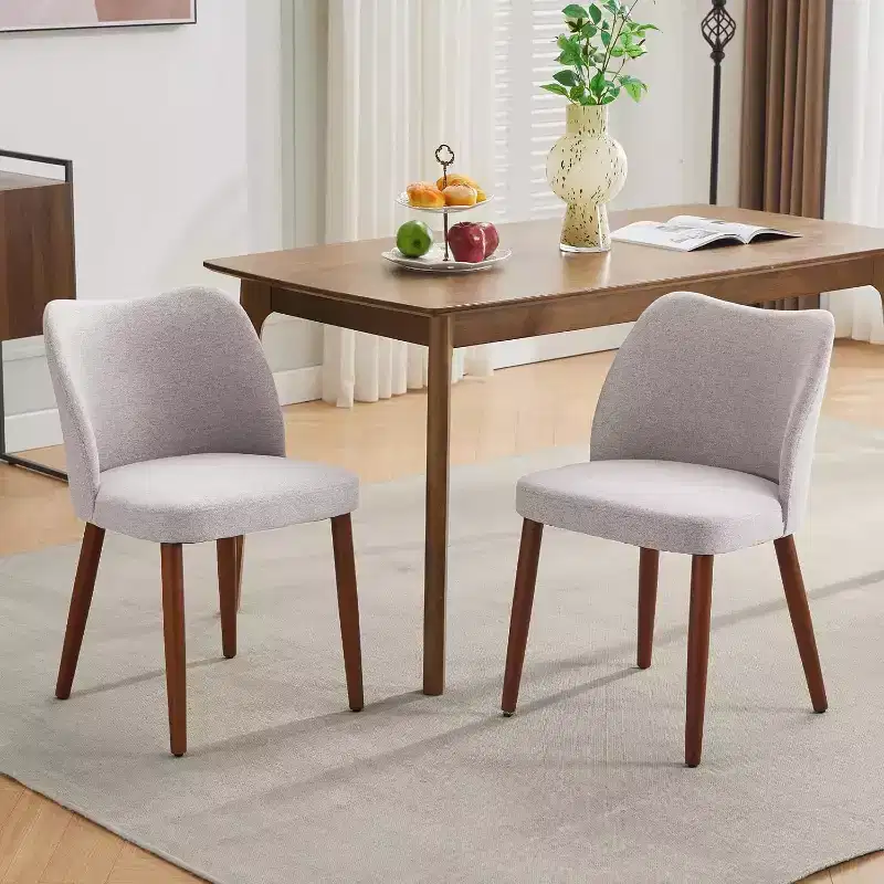 Modern Dining Chairs - Upholstery Kitchen Chairs with High Backrest, Thick Padded Seats & Wood Legs, Ideal for Dining Room/Kitchen