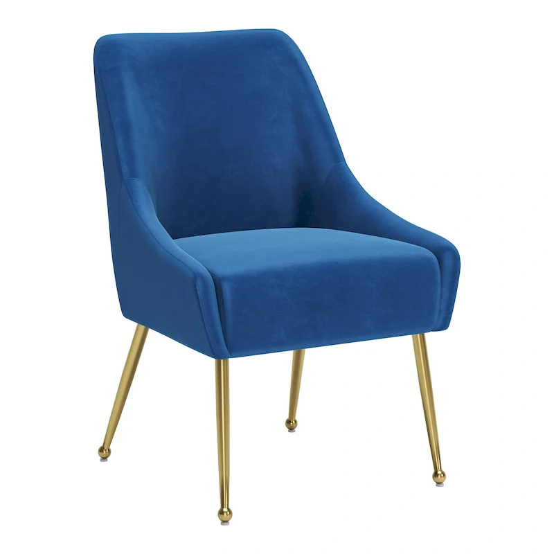 Upholstered Dining Chair with Gold Metal Legs – Gray