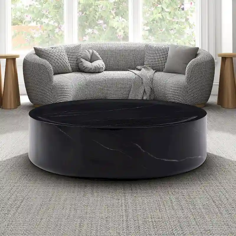 31.49 Round Faux MARS Pattern Coffee Tables No Need Assembly