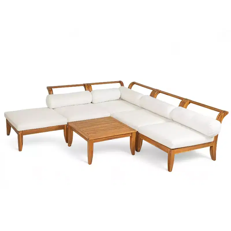 Whisen 6-Piece Patio Set with Daybed, Tea Table & Ottoman