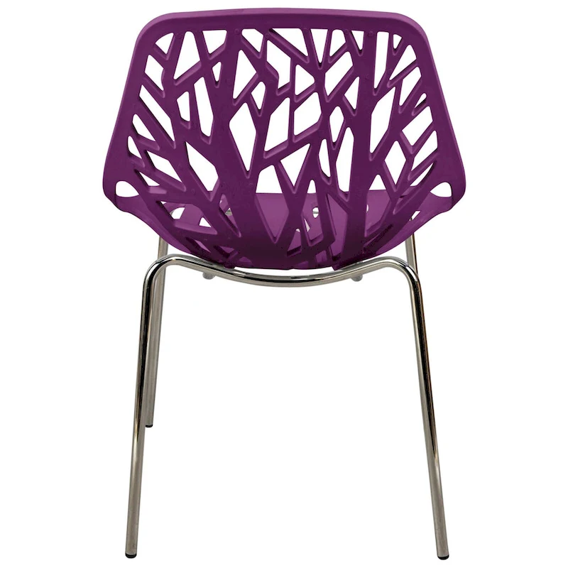 Asbury Stackable Dining Chair with Chrome Legs (Set of 2) Modern Cut-Out Design Backrest Side Chair