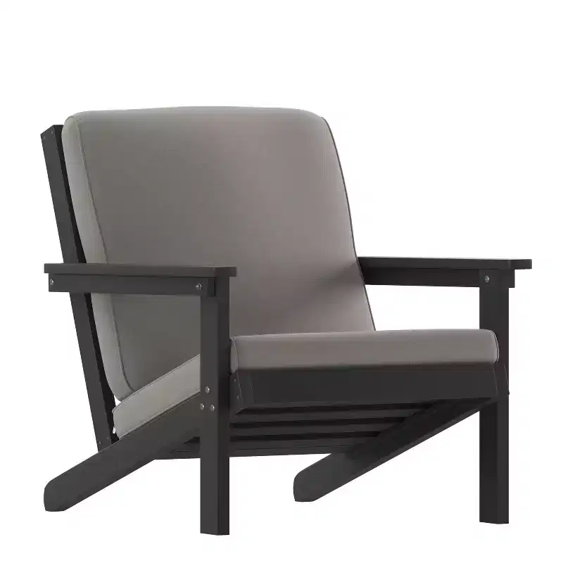 Flash Furniture Charlestown All-Weather Poly Resin Wood Adirondack Style Deep Seat Patio Club Chair with Cushions