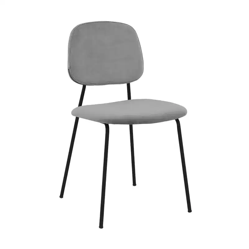 Armen Living,Lucy Grey Velvet and Metal Dining Room Chairs - Set of 2