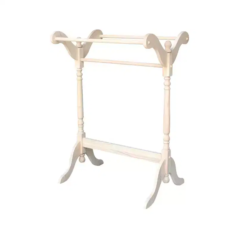 Quilt Rack Unfinished - International Concepts: Solid Wood Blanket Storage with 3 Rungs