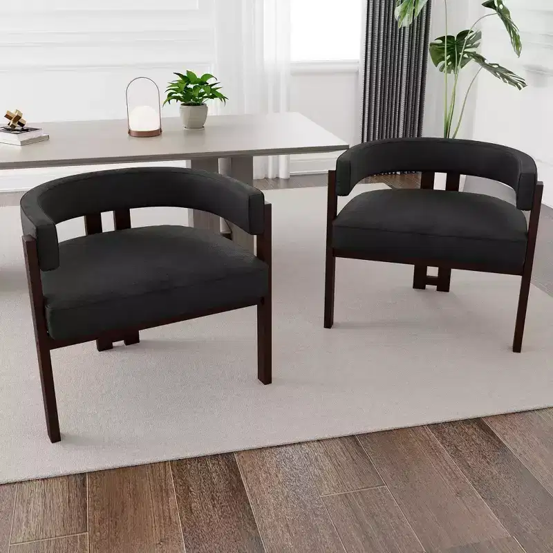 Okak Elegant Dining Chair Set of 2 Accent Chair with Teddy Cushion Dining Room Chair with Open 3 Legs for Living Room Bedroom