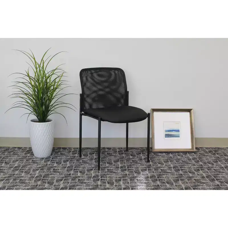 Mesh Guest Chair Black - Armless, Stackable, Metal Frame