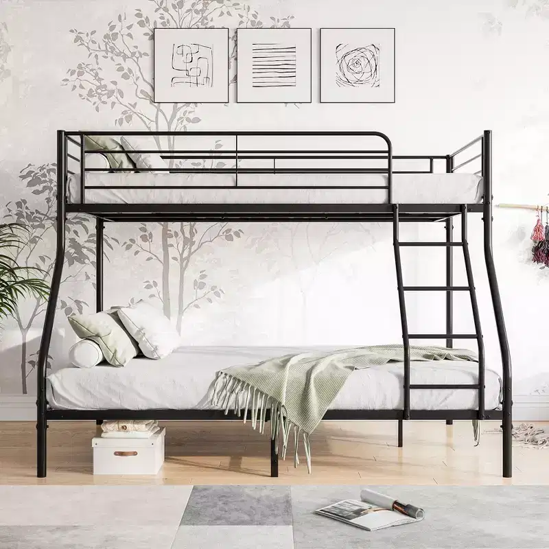 Heavy Duty Twin-Over-Full Metal Bunk Bed with Safe Guardrail