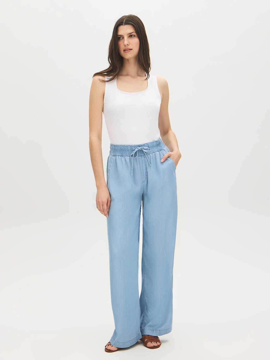 Picot-Trim Square Neck Tank Top