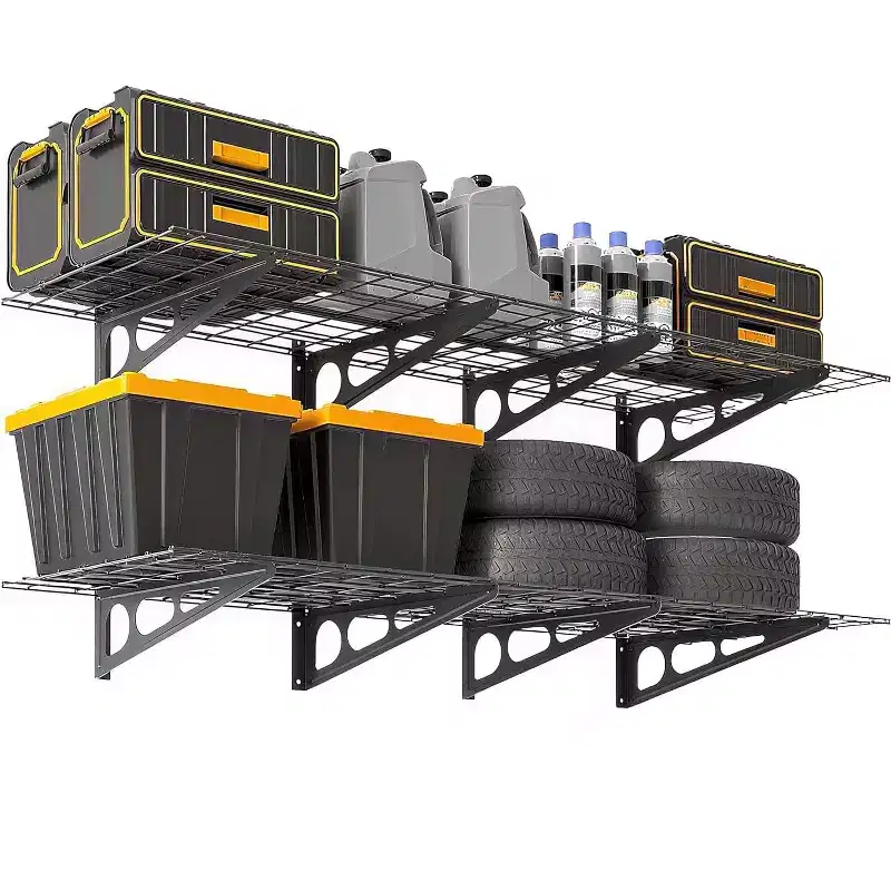 2-Pack 2x6 ft Wall-Mounted Garage Storage Shelves - Heavy Duty 1600 LB Capacity Shelving Units for Workshop Organization