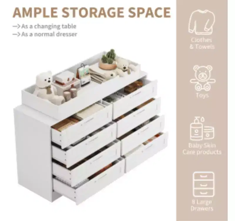 8-Drawer Baby Changing Table, MDF+PB Material,