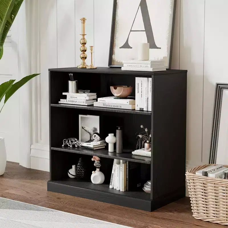 PexFix 31x31x16 Doorless Wood Bookshelf Storage Cabinet Bookcase&Office Cabinet for Kitchen Bedroom Entryway Living Room Dinning Room Black