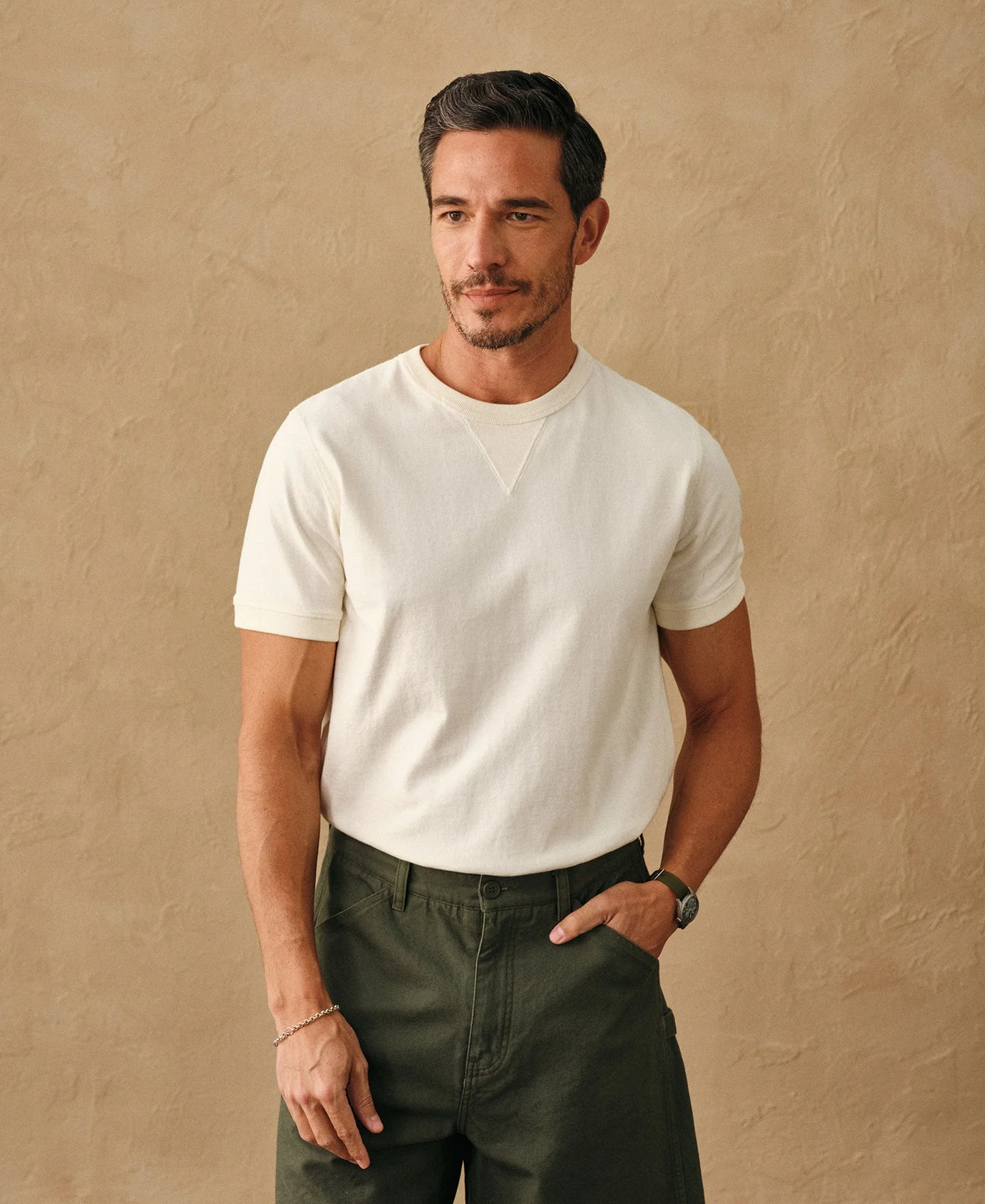 1950s V-Gusset Cotton T-Shirt - White