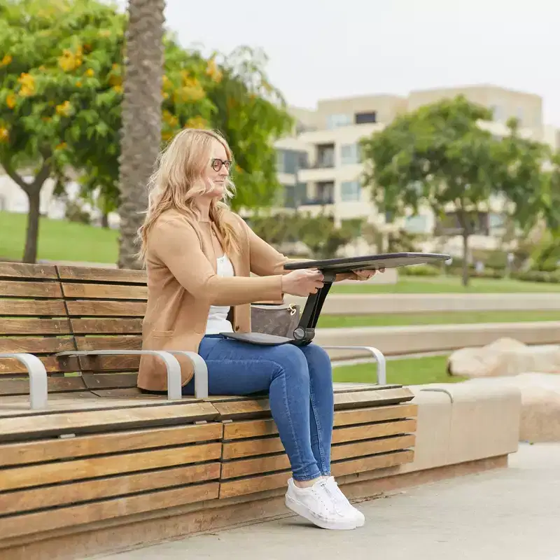 Large Folding Portable Lap Desk with Adjustable Surface and Armrests