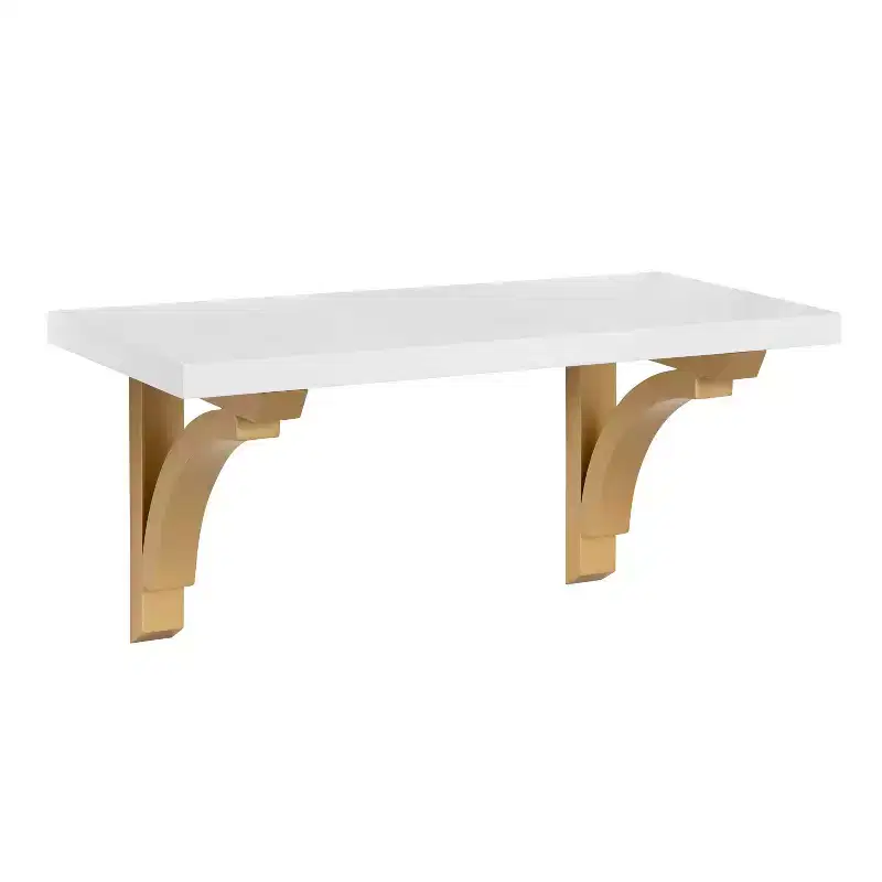18" Corblynd Traditional Wood Wall Shelf White - Kate & Laurel All Things Decor: MDF Floating Storage, Easy to Install