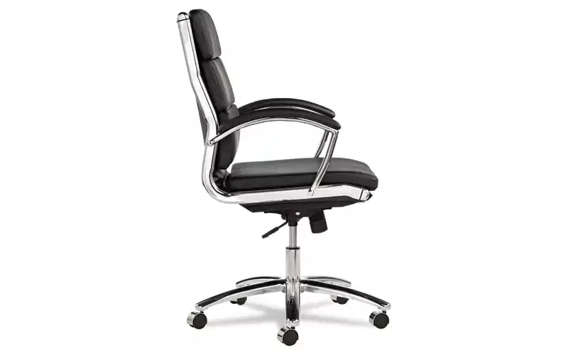 Mid-Back Slim Profile Chair – Faux Leather, 275 lb, Chrome Base