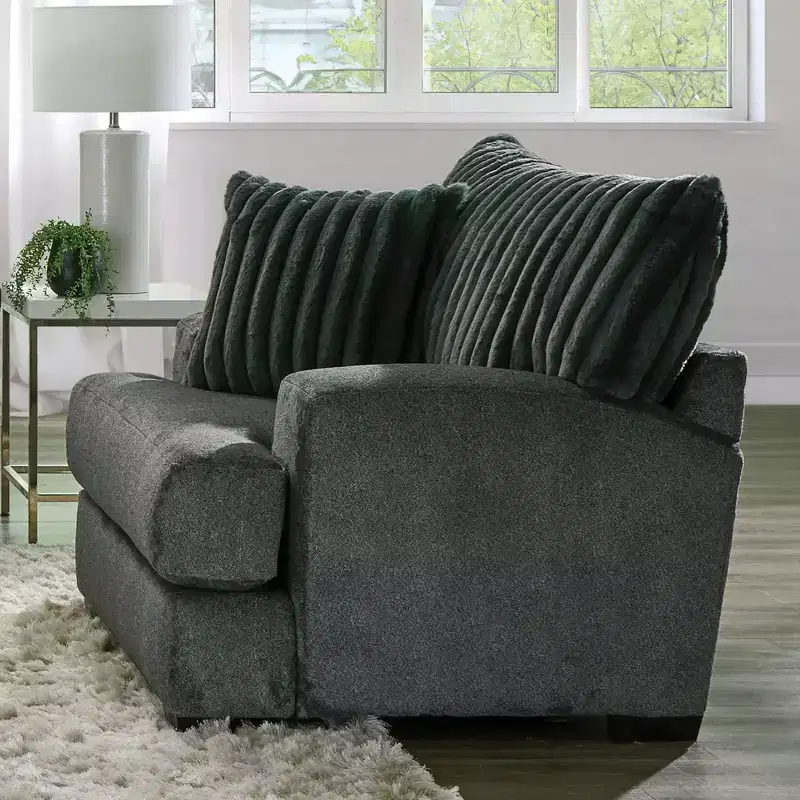 HOMES: Inside + Out Telven Accent Chair Chenille Upholstery Channel Tufted with Pillow