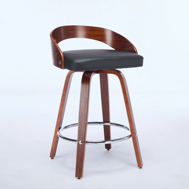 Counter Height Barstools Set of 2, Dining Chairs with Soft Cushion Seat, Kitchen Stool Island with Footstool and Low Back