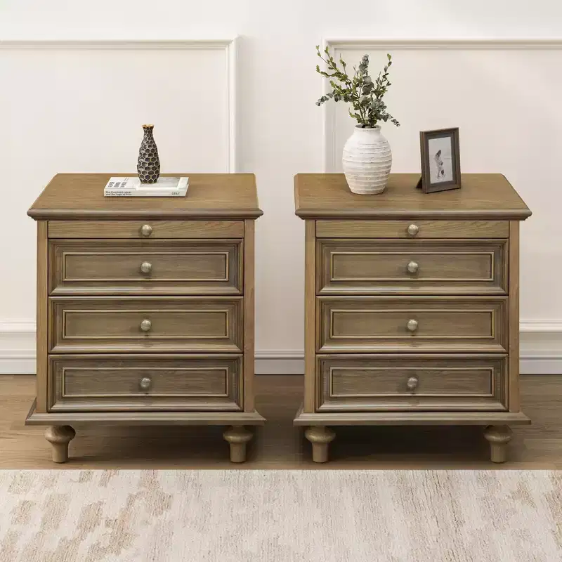 Farmhouse Rustic Farmhouse 2 Drawer Nightstand for Bedroom Living Room