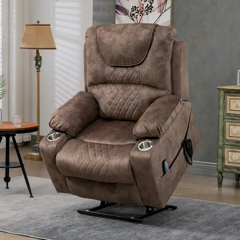 Oversized 180° Lay Flat Power Lift Recliner Chair – Dual Motor, Massage & Heat
