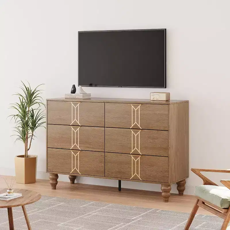 6 Drawers Dresser for Bedroom, Modern Wooden Dresser with Deep Drawers, Chest of Drawers