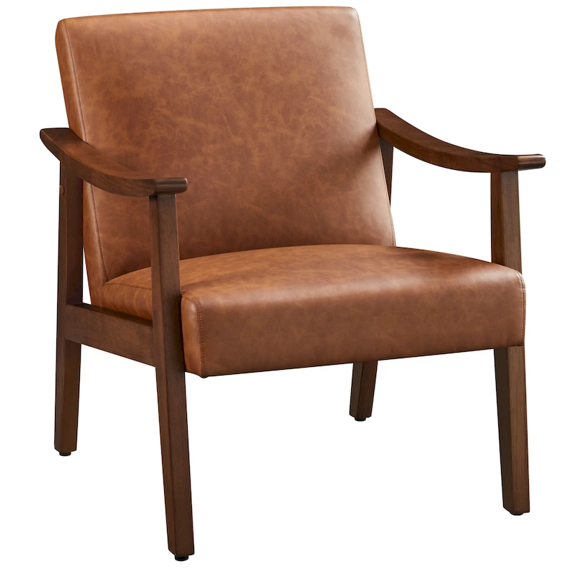 Yaheetech Upholstered Accent Chair Boucle Armchair with Solid Wood Legs - 24.5 L  28 W  29 H
