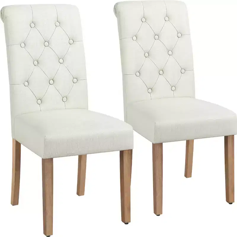 Yaheetech 2pcs Classic Fabric Upholstered Dining Chair Kitchen Chair