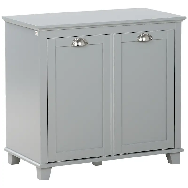Bathroom Storage Organizer with Two-Compartment Tilt-Out Hamper