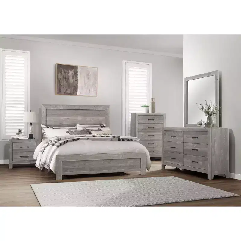 Rustic 5-Drawer Dresser Chest with Black Metal Hardware Simple Design for Bedroom, No Assembly required