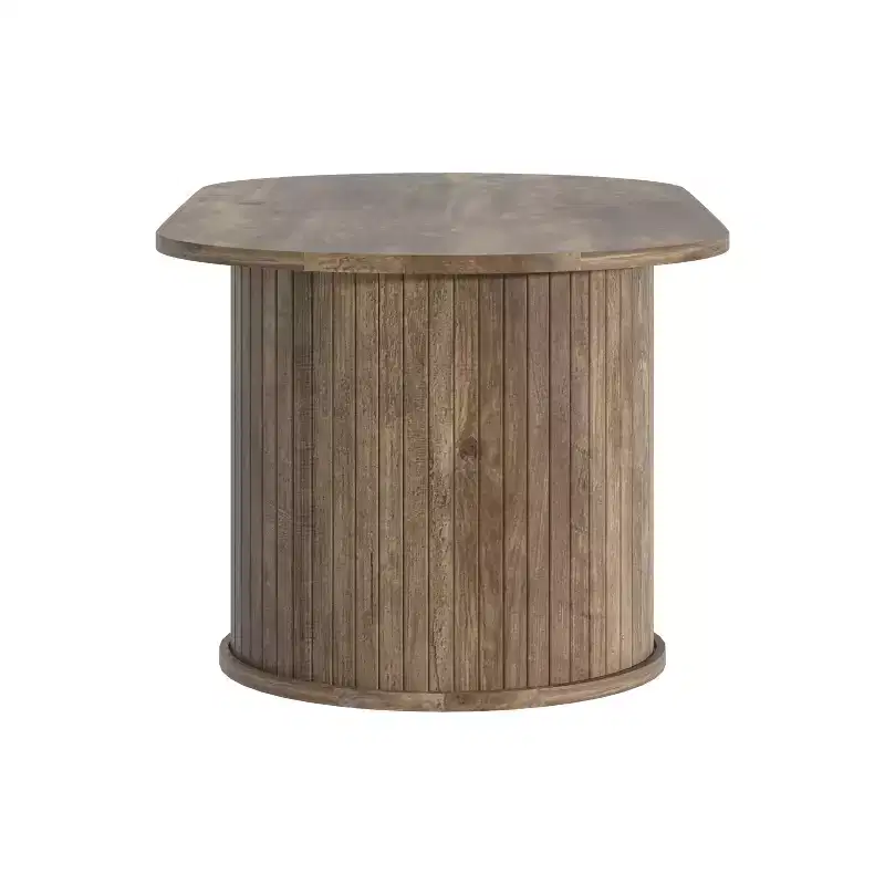 Fluted Oblong Coffee Table with Round Base 39.2