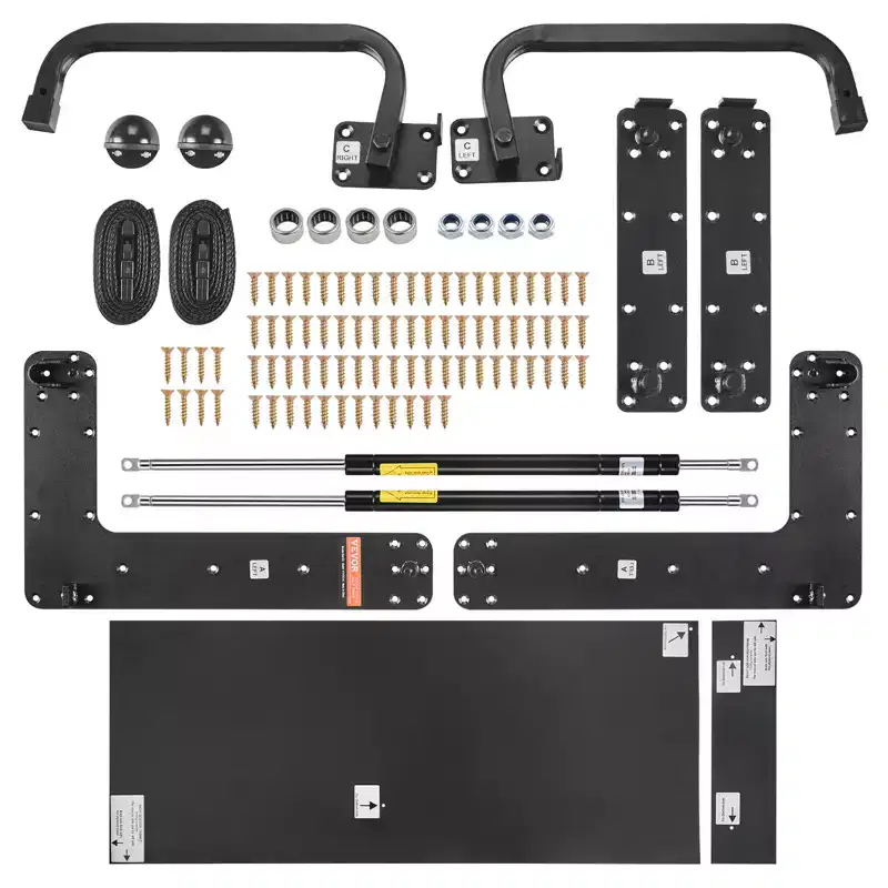 VEVOR Murphy Bed Kit,Full Size,Deluxe DIY Wall Bed Mechanical Hardware Kit,Pneumatic Lever Heavy Duty Bed Frame Support,Folding Cabinet Wall Bed,Black