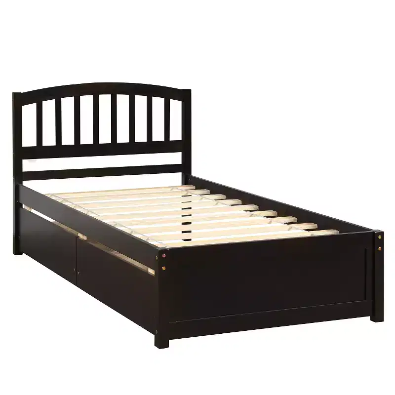 Twin Size Platform Bed with Two Drawers and Headboard