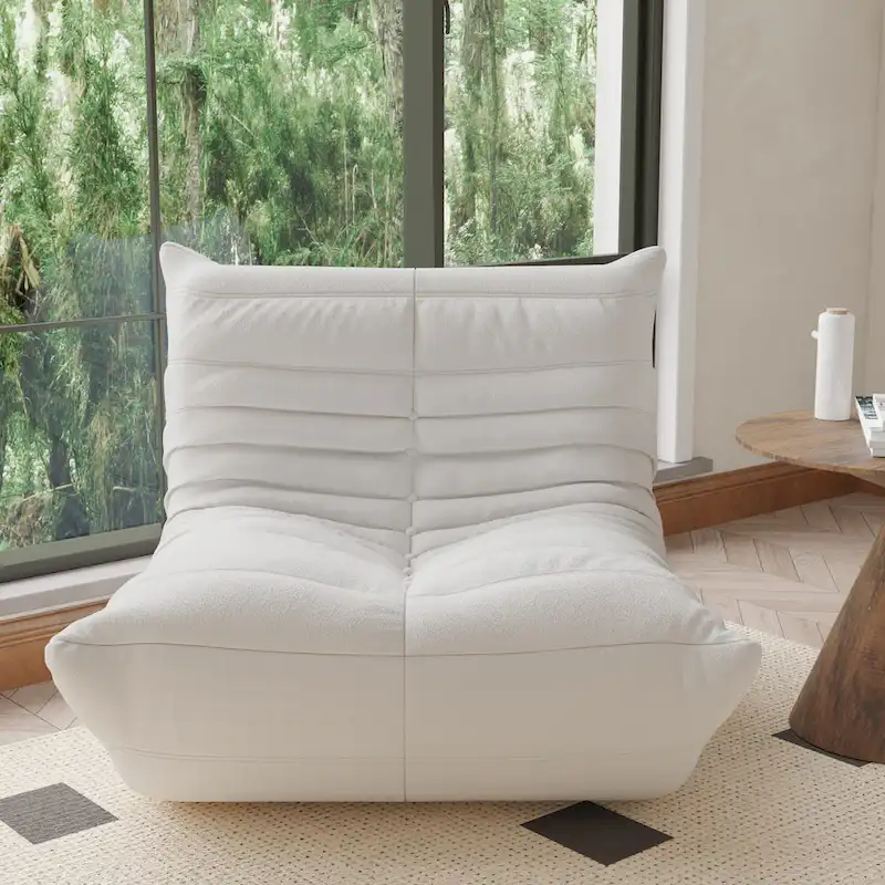 Fireside Chair Single Sofa Teddy Fabric Bean Bag Chair
