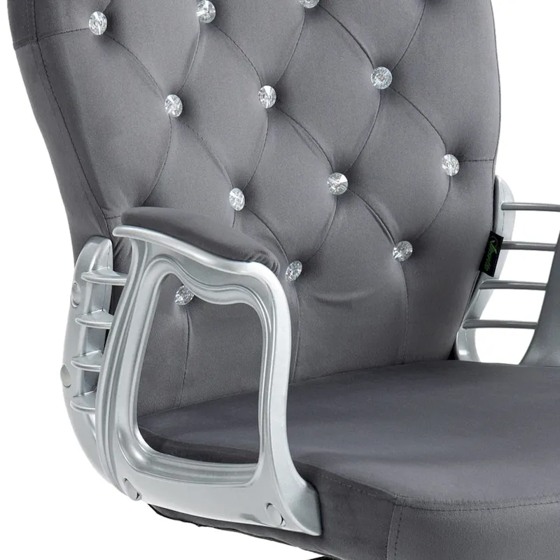 Vanity Middle Back Office Chair Tufted Backrest Swivel Rolling Wheels Task Chair with Height Adjustable Armrests