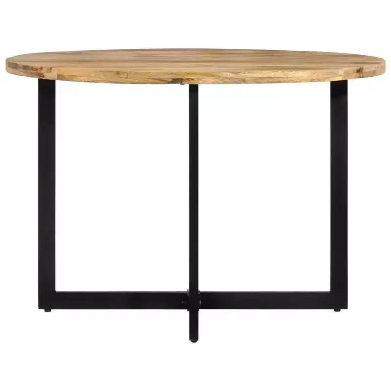 vidaXL Mango Wood Dining Table with Powder-Coated Iron Frame - Retro Style Versatile Dinner Table, 43.3 Diameter